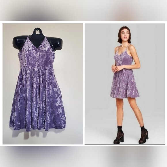 Sleeveless Lavender Suede Velvet Flowy Mini Dress sz Medium - Picture 1 of 14